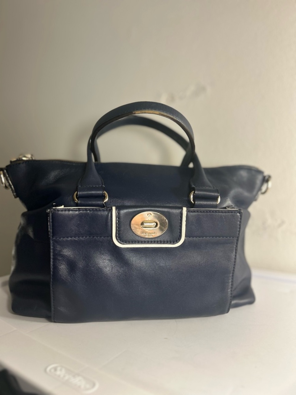 Kate Spade Hampton Road Janie Navy Leather Satchel Bag